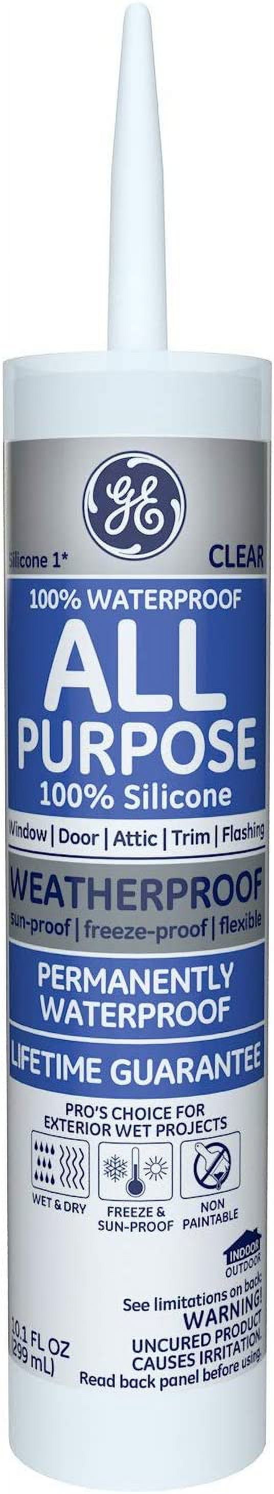 GE012A Silicone 1 All Purpose Sealant Caulk, 10.1oz, Clear 12 Pack