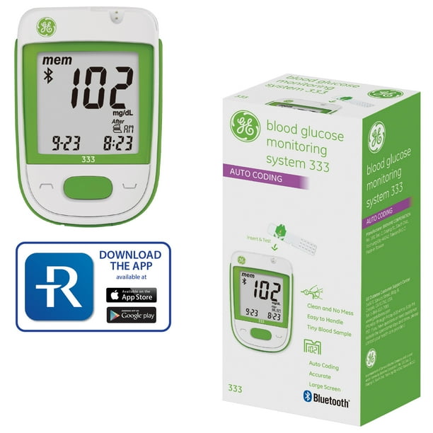 GE333 Blood Glucose Monitoring System | Glucometer | Auto Coding | 5-Second Results | Bluetooth Rightest CARE App Connection | Easy-to-read Display |FSA HSA Eligible