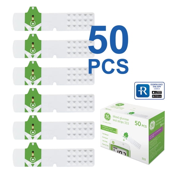 GE333TS Blood Glucose Test Strips | 50-Count Pack |Gold Electrodes|Patented Test Strip Structure