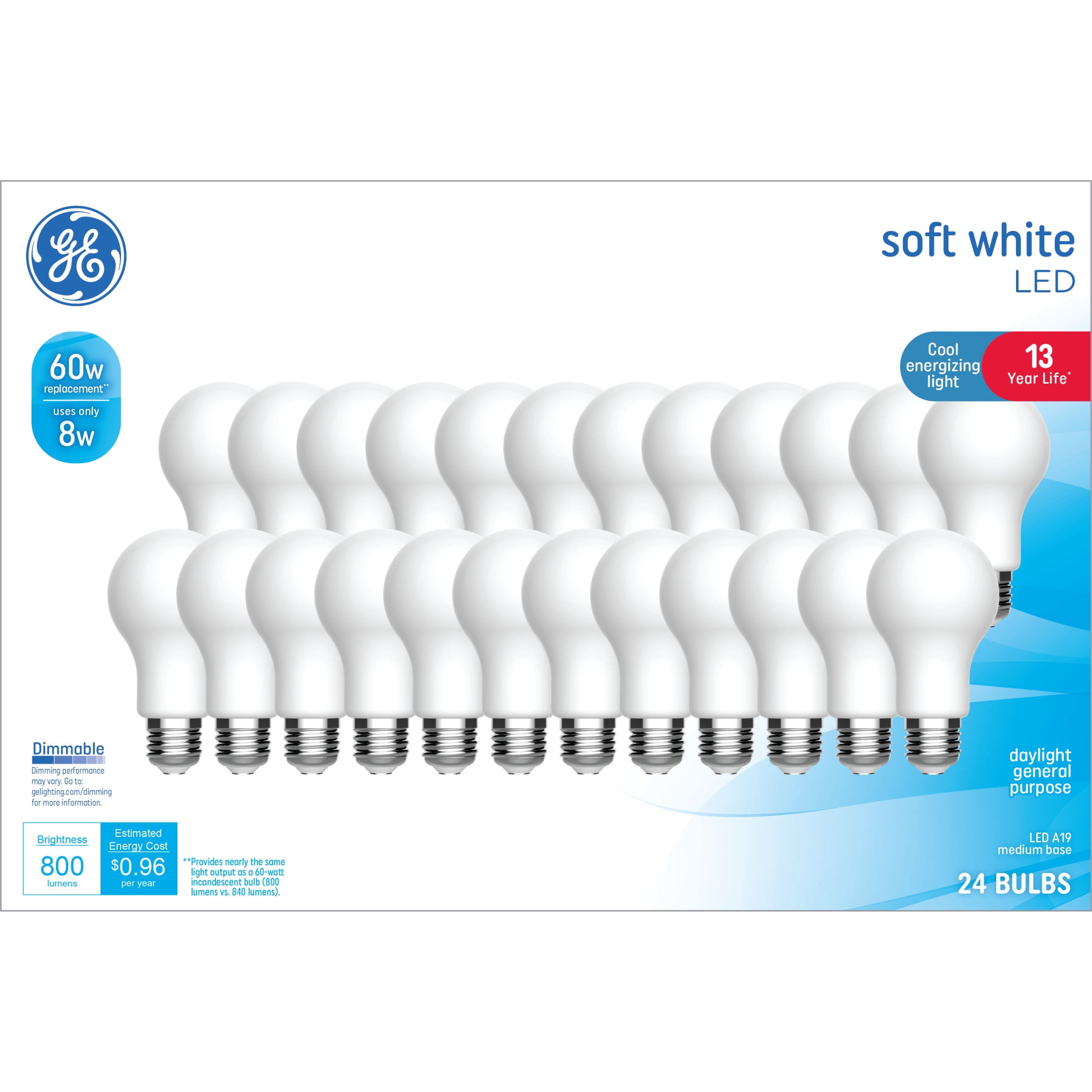 GE General Purpose LED 40 Watt Replacement, Soft White, A19 Frosted Bulbs (24 Pack)