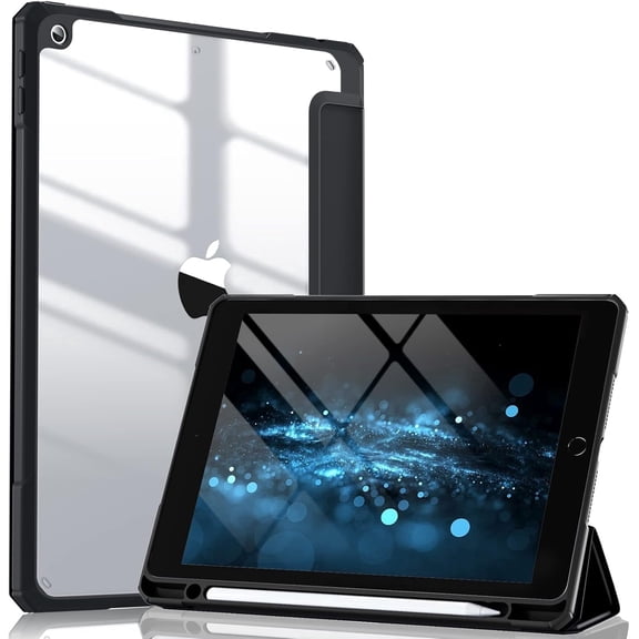 GEAK Compatible With iPad 9th /8th /7th Generation Case with Pencil Holder, 10.2inch Shockproof Cover with Trifold Stand