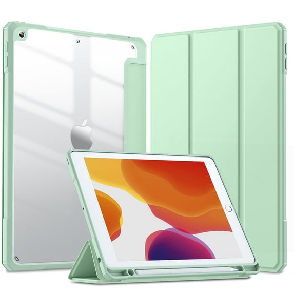 GEAK Compatible With iPad 9th /8th /7th Generation Case with Pencil Holder, 10.2inch Shockproof Cover with Trifold Stand