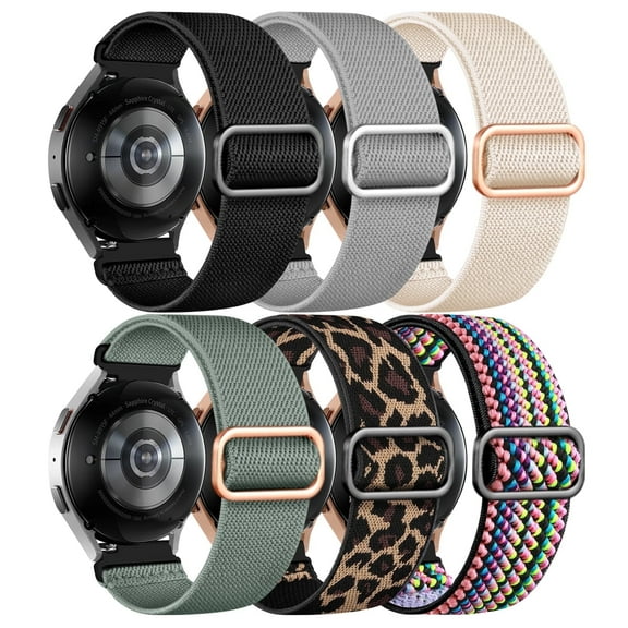 GEAK 20mm Stretchy Nylon Bands Compatible for Samsung Galaxy Watch 7 6 5 4 Active 2 40mm 44mm/Watch 5 Pro 45mm/Watch 6 Classic 47mm 43mm/Watch 4 Classic 46mm 42mm/Watch 3 41mm/Watch 42mm/Active 40mm