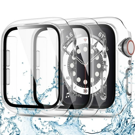 GEAK 3 Pack Waterproof Case Covers for Apple Watch Screen Protector 40mm 41mm 44mm 45mm for iWatch SE 2rd Generation Series 9 8 7 6 5 4