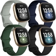GEAK 4 Pack Silicone Sport Bands Compatible with Fitbit Versa 3/Versa 4/Sense/Sense 2 Bands for Women Men