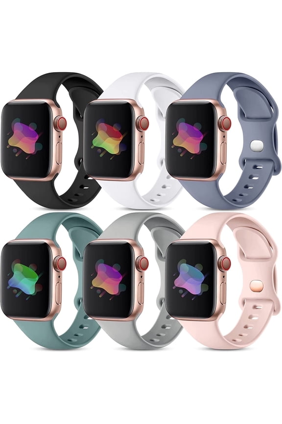 6 Pack Compatible with Apple Watch Bands 40mm 44mm 41mm 45mm 46mm 49mm 38mm 42mm for Women Men Silicone Sport Bands Straps for iWatch Ultra 3 2 SE 3 2nd Generation Series 11 10 9 8 7 6 5 4 3 2 1