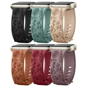 GEAK 6 Pack Compatible with Apple Watch Bands 40mm 44mm 41mm 45mm 49mm 38mm 42mm for Women Sunflower Engraved Silicone Bands for iWatch Bands Ultra 2 SE Series 9 8 7 6 5 4 3 2 1