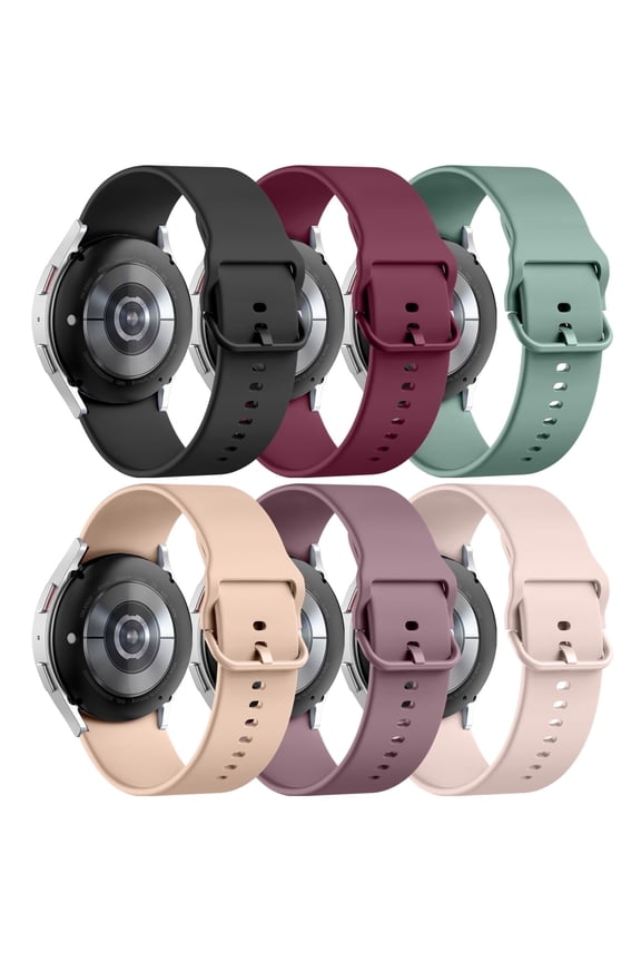 6 Pack Silicone Sport Bands Compatible with Samsung Galaxy Watch 7 Bands 44mm 40mm/Watch 6/Watch 6 Classic/Watch 5/Watch 5 Pro/Watch 4/Watch 4 Classic/Watch 3 Bands for Women Men