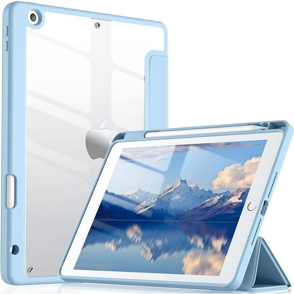 GEAK Compatible with Apple 10.2 inch iPad 9th 8th 7th Generation Case Shockproof Clear Back Cover Protective Case with Pencil Holder