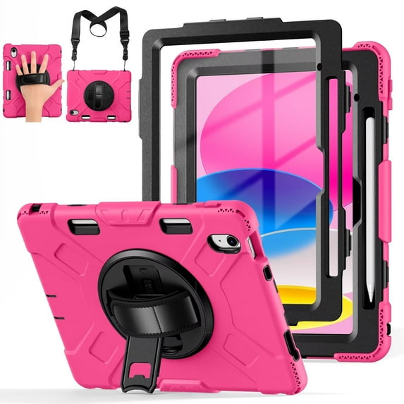 GEAK Compatible with Apple iPad A16 11th/10th Generation 11 inch Case with Screen Protector, 360° Shockproof Stand Cover Case with Pencil Holder for iPad 10th 11th Gen 2025
