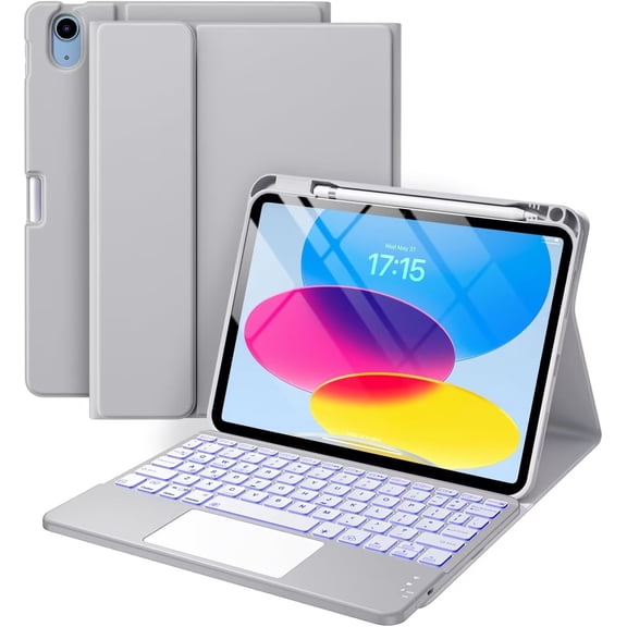 GEAK Compatible with Apple iPad A16 11th 10th Generation Case with Keyboard 7 Color Backlight Detachable Wireless Keyboard Case Cover with Touchpad for iPad 11th Gen 11 inch 2025 & 10th Gen 10.9 inch