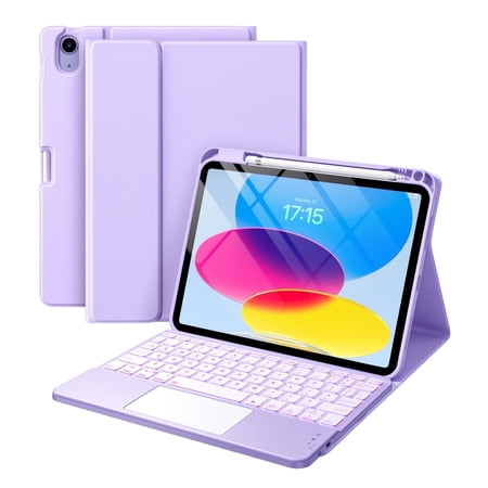 GEAK Compatible with Apple iPad A16 11th 10th Generation Case with Keyboard 7 Color Backlight Detachable Keyboard Case Cover with Touchpad for iPad 11th Gen 11 inch 2025 & 10th Gen 10.9 inch