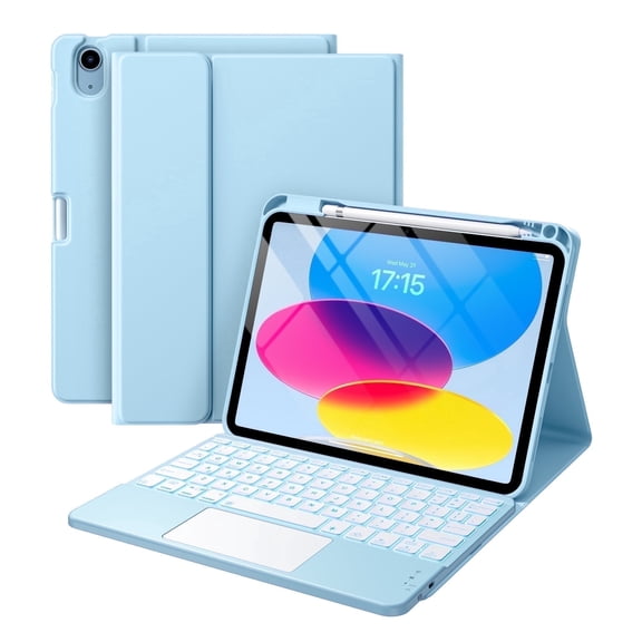 GEAK Compatible with Apple iPad A16 11th 10th Generation Case with Keyboard 7 Color Backlight Detachable Keyboard Case Cover with Touchpad for iPad 11th Gen 11 inch 2025 & 10th Gen 10.9 inch