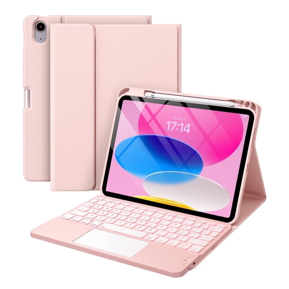 GEAK Compatible with Apple iPad A16 11th 10th Generation Case with Keyboard 7 Color Backlight Detachable Keyboard Case Cover with Touchpad for iPad 11th Gen 11 inch 2025 & 10th Gen 10.9 inch