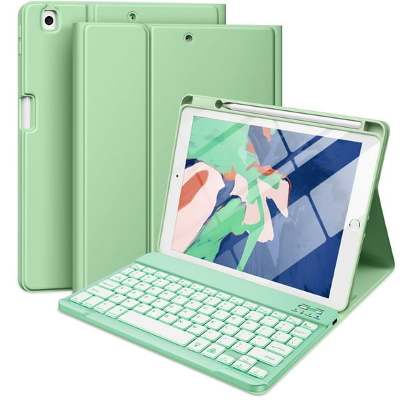 GEAK Compatible with Apple iPad 9th 8th 7th Generation Case with Keyboard 10.2 inch 7 Color Backlight Keyboard Case Cover with Pencil Holder for iPad Air 3rd Generation & iPad Pro 10.5 inch