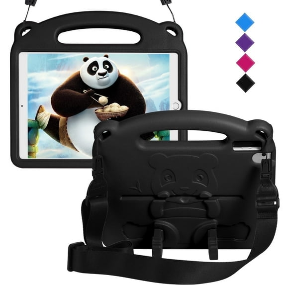 GEAK Compatible with Apple iPad 9th 8th 7th Generation Case for Kids 10.2 inch Cute Panda Shockproof Handle Stand Case with Strap for iPad Air 3rd Generation & Pro 10.5 inch