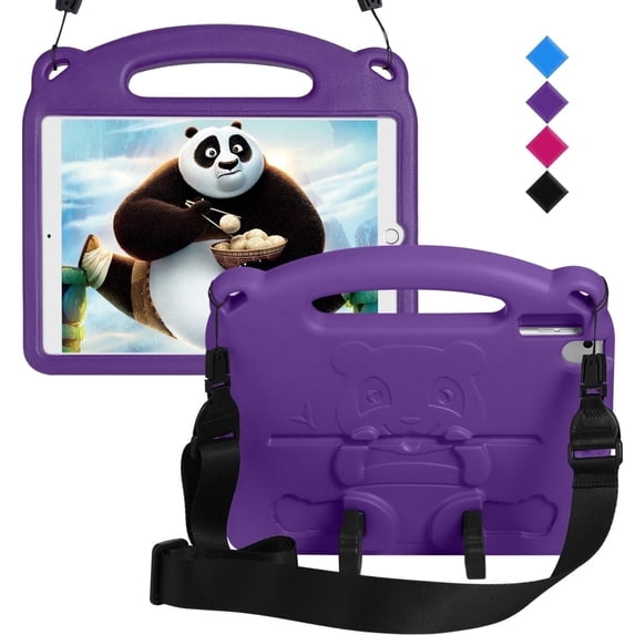 GEAK Compatible with Apple iPad 9th 8th 7th Generation Case for Kids 10.2 inch Cute Panda Shockproof Handle Stand Case with Strap for iPad Air 3rd Generation & Pro 10.5 inch