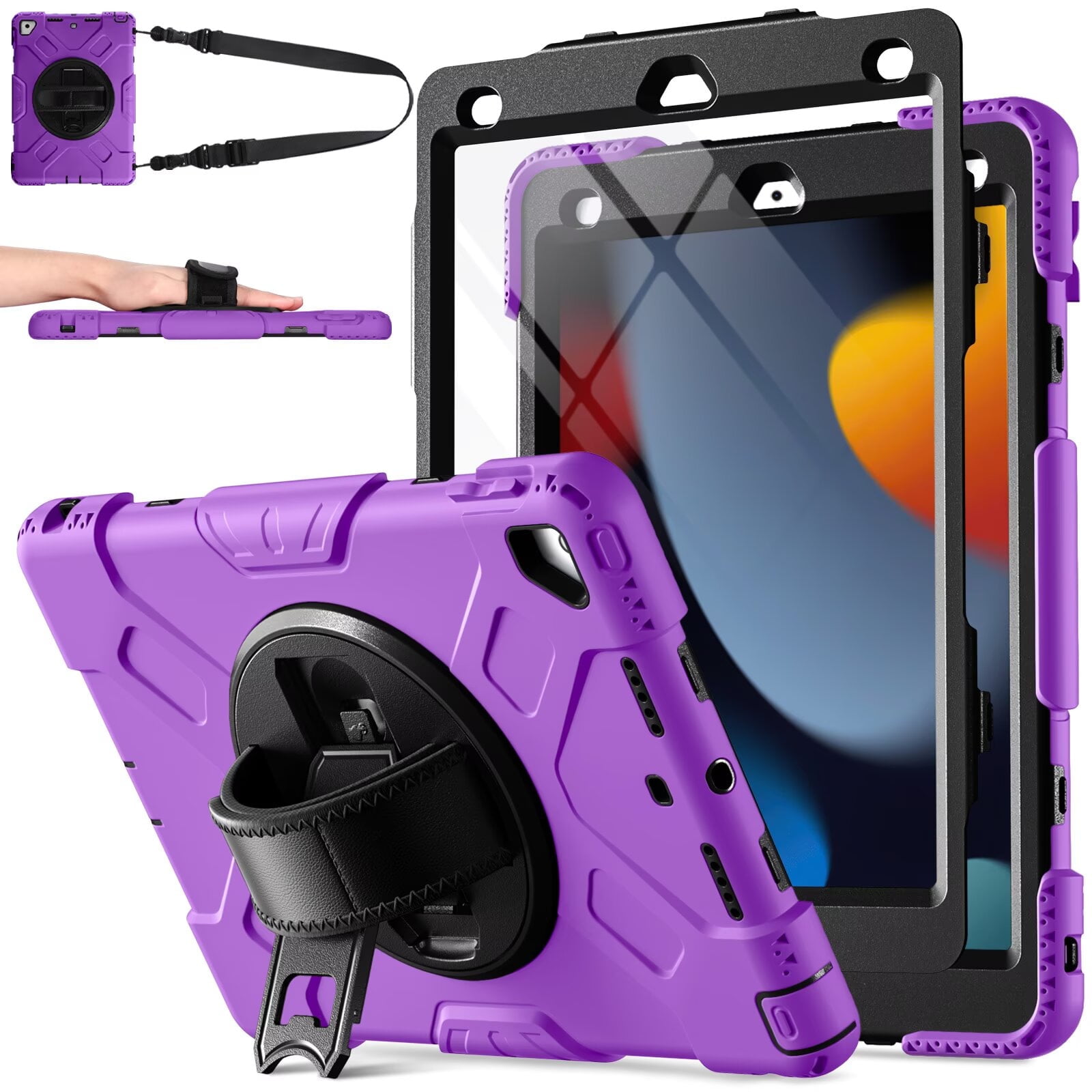 GEAK Compatible with Apple iPad 9th/8th/7th Generation 10.2 inch Case Cover with Screen Protector