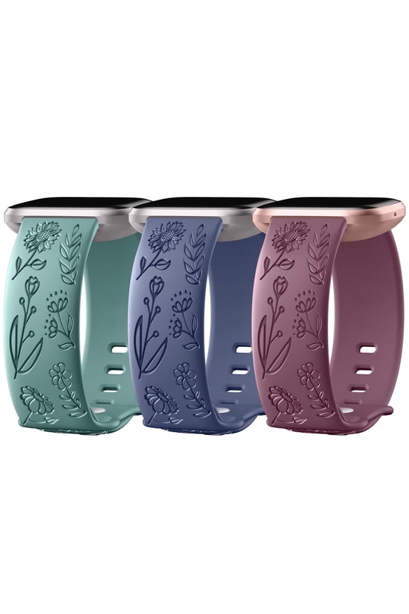 Compatible with Fitbit Versa 2 Bands for Women Sunflower Engraved Silicone Bands for Fitbit Versa/Versa SE