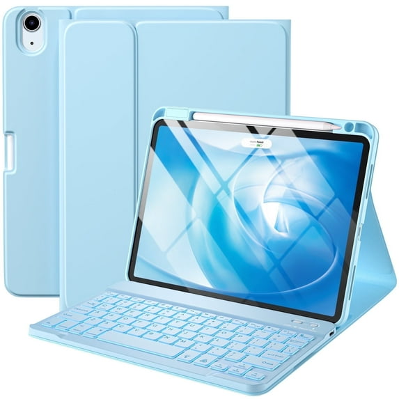 GEAK Compatible With iPad Air 11 inch (M2/M3) /Air 5th/ Air 4th Generation Case with Keyboard, Detachble Magnetic Fits For iPad Air Keyboard with Case, Blue