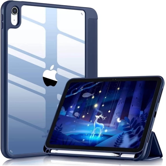 GEAK Slim Case for iPad A16 Case with Pencil Holder, Compatible with iPad 10th Generation Case 10.9 inch 2022/iPad 11th Generation Case 11 inch 2025, Clear Transparent Back Protective Cover