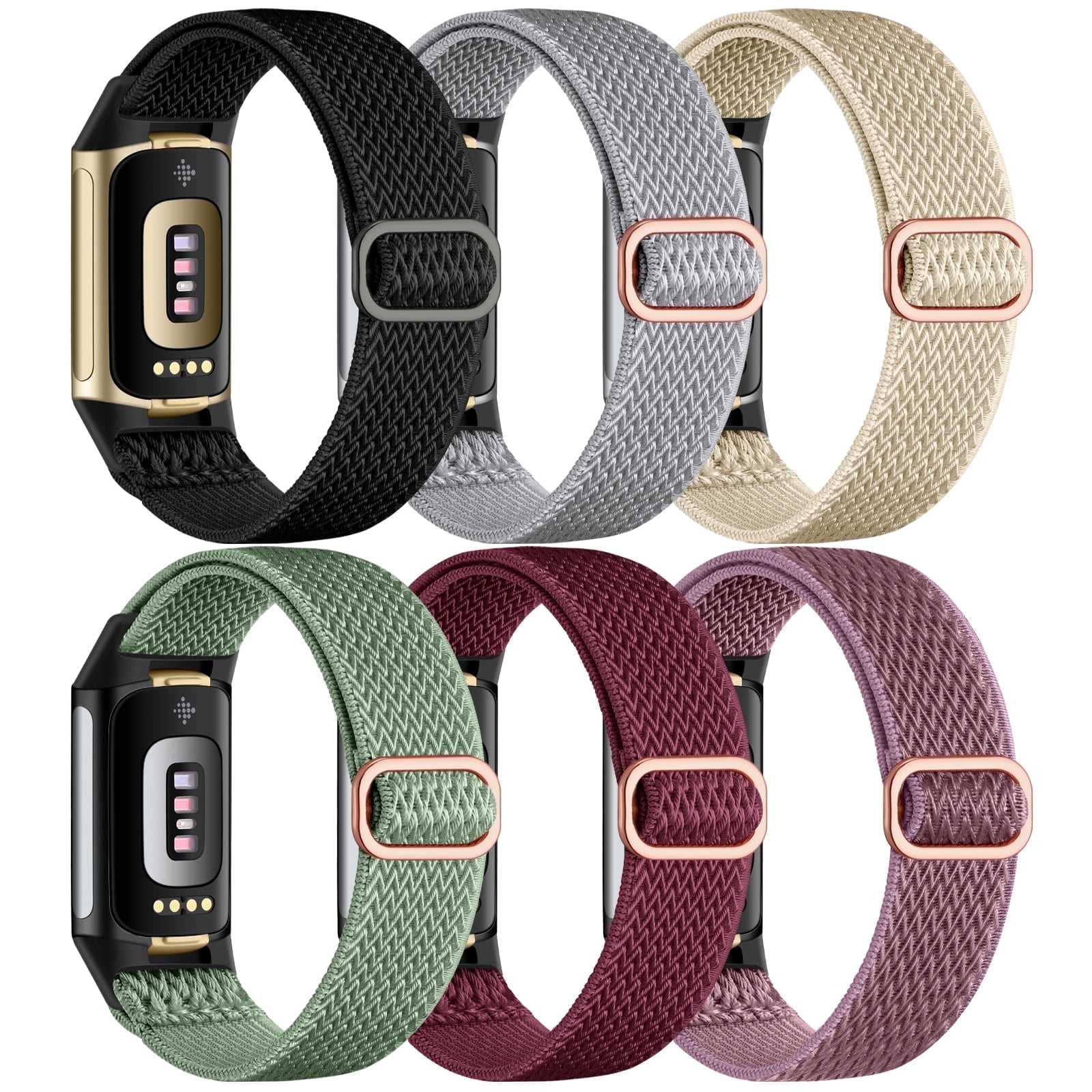 GEAK 6 Pack Stretchy Nylon Bands Compatible with Fitbit Charge 6/Charge ...