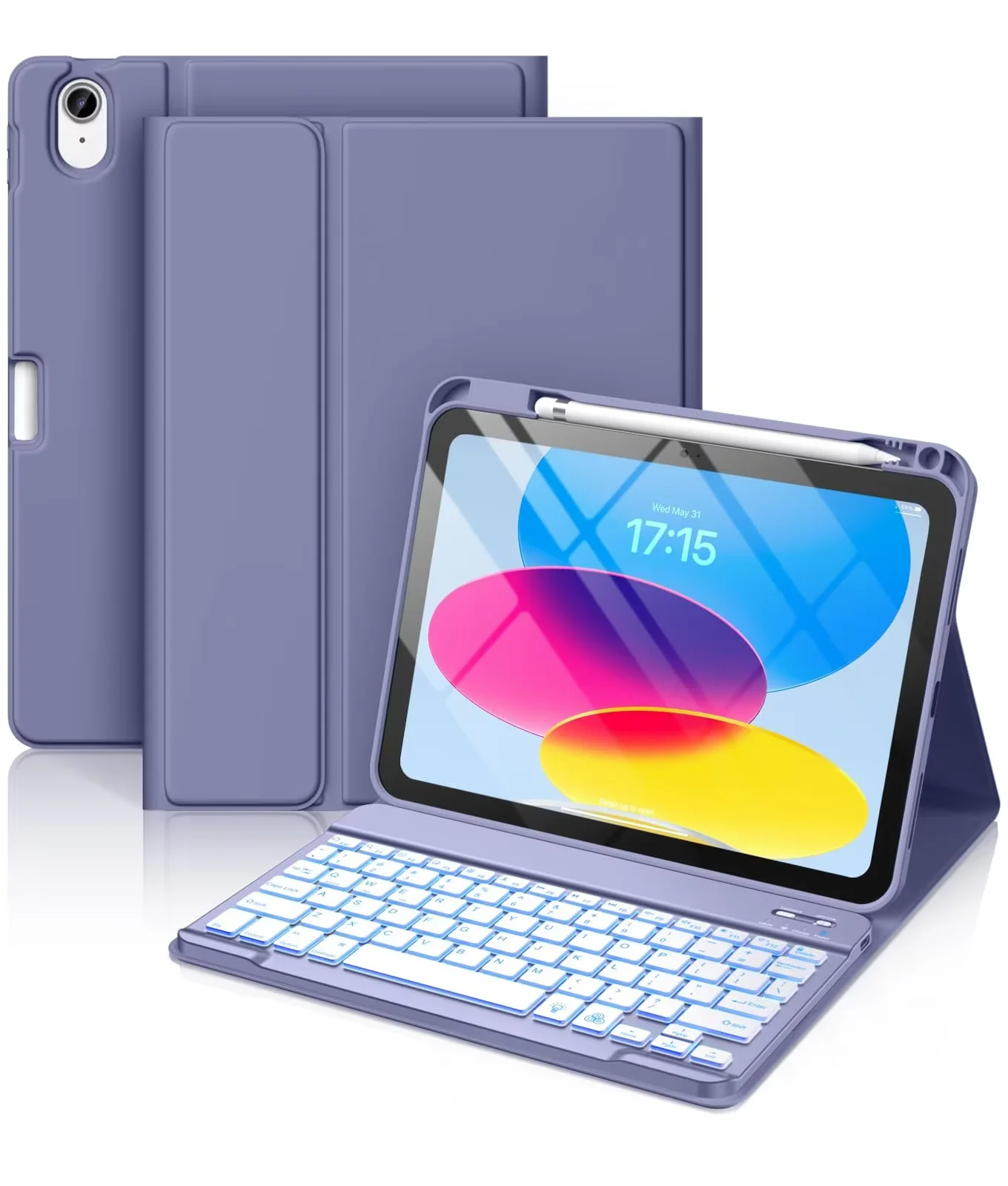 GEAK for iPad A16 11th 10th Generation Case with Keyboard, 7 Colors Backlit Detachable Wireless Keyboard Case with Pencil Holder for iPad 11th Gen 11 Inch 2025 & 10th Gen 10.9 Inch 2022