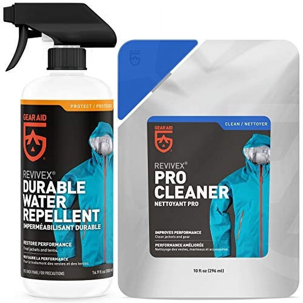 Gear Aid Outerwear Kit with Revivex Pro Cleaner and Revivex Durable Water Repellent Spray, 16.9 fl oz