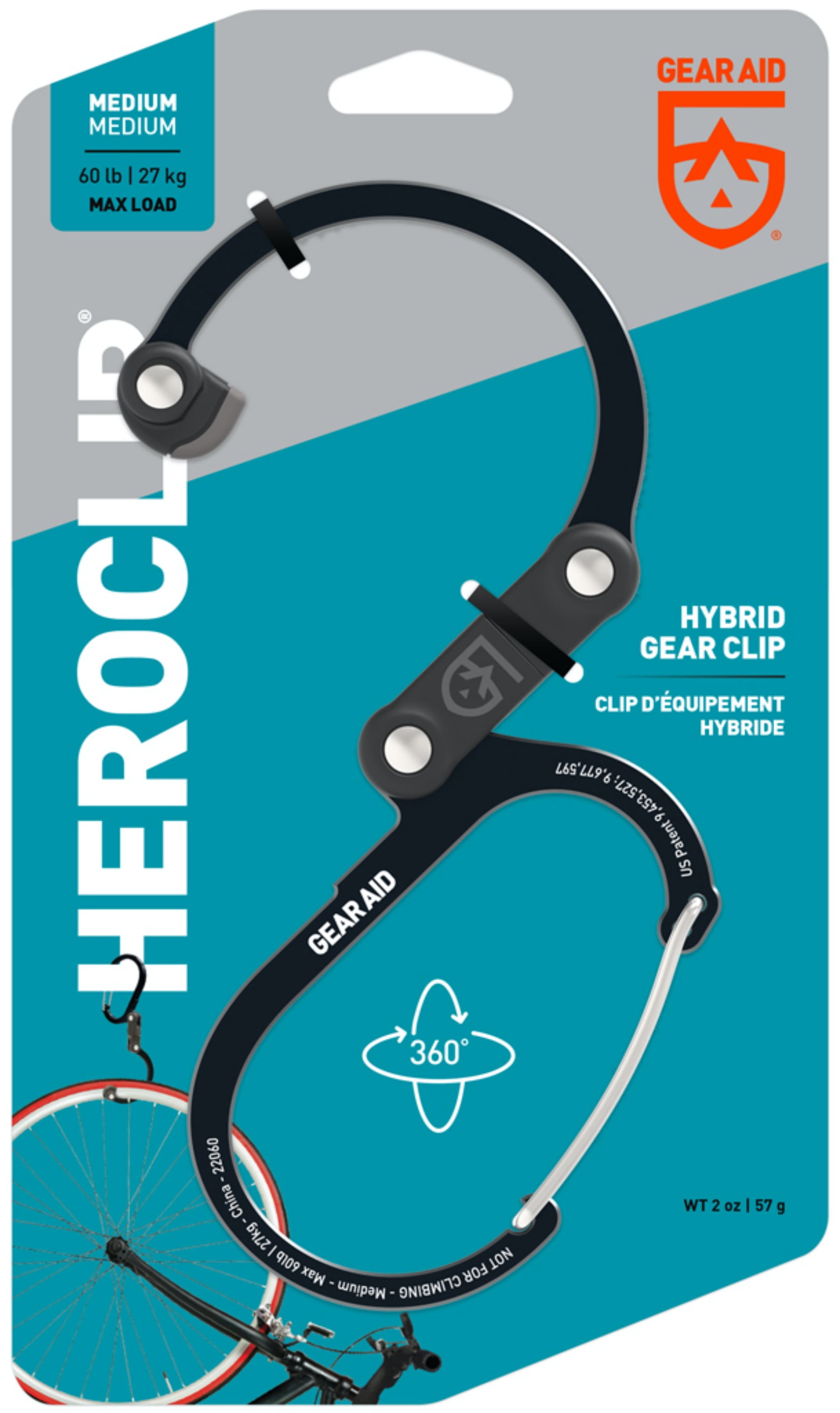 Gear Aid Heroclip Medium Hybrid Camping Gear Clip - Stealth Black