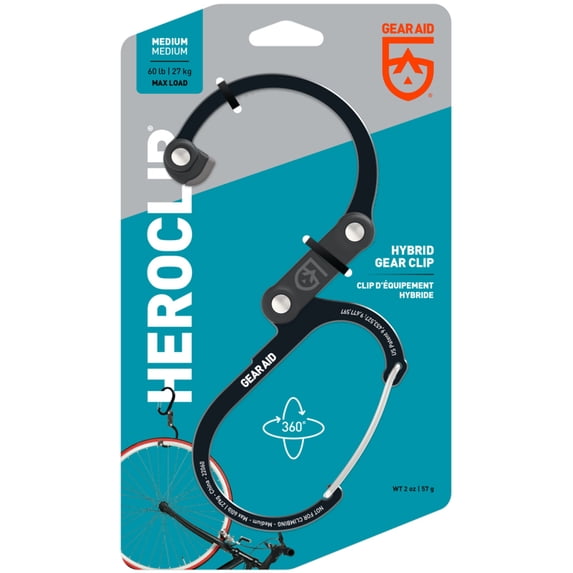 Gear Aid Heroclip Medium Hybrid Camping Gear Clip - Stealth Black