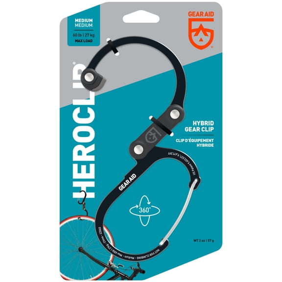 GEAR AID Aluminum Heroclip, Medium 60 lb Max Load - Stealth Black
