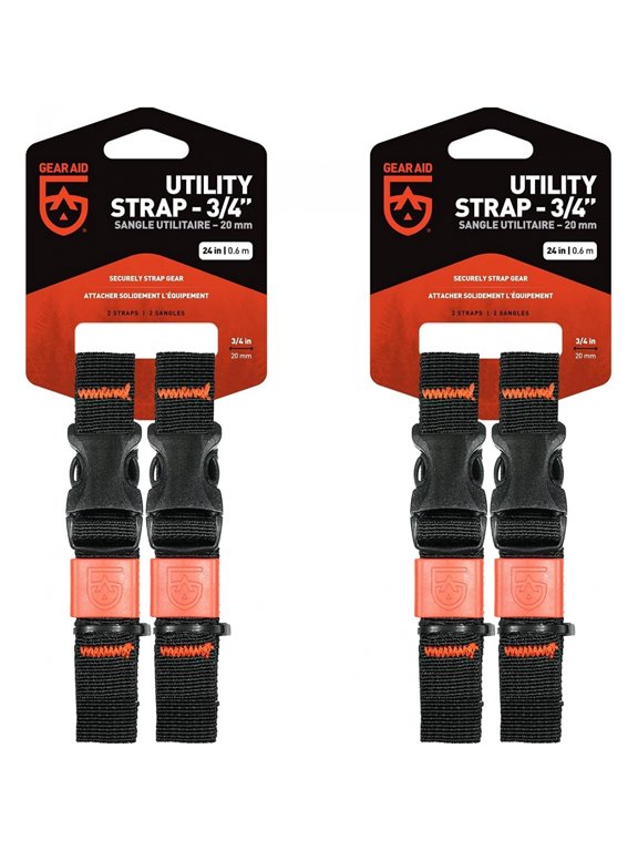 Utility Straps with Side Release Buckle, Secure and Compress Camping, Biking, Hunting, Boating Gear, 1" Width, 60" Length, 2 Pack
