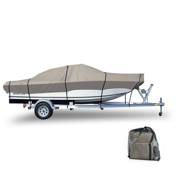 GEARFLAG Boat Cover 600D Marine Grade for 16-18.5ft V-hull, Anti-UV, Trailable, Waterproof
