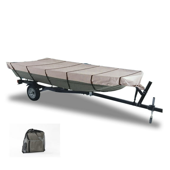 GEARFLAG Jon Boat Cover 600D Marine Grade for 12 - 14ft, Anti-UV, Trailable, Waterproof (12'-14' Long, 600D, Beam Width to 70")