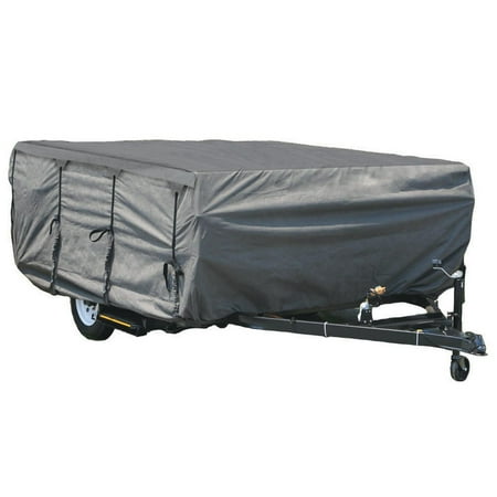 GEARFLAG Pop-up Folding Camper Cover Reinforced Windproof Side-Straps Fits 14'-16', Anti-UV Water-Resistance Triple Layers Heavy Duty for Trailer RV