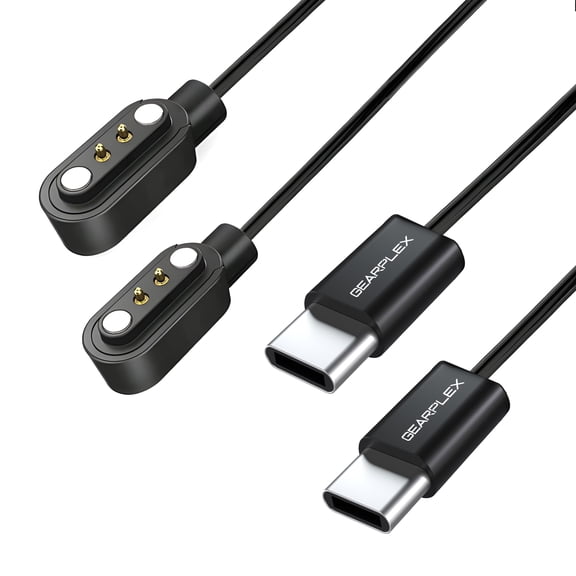 GEARPLEX Magnetic Smart Watch Charging Cable Compatible with Apple, Samsung, and Fitness Watches, Quick Charge with 2-Pin Connections, USB Type-C, 2.5mm
