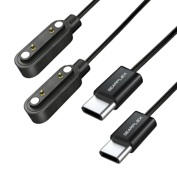 GEARPLEX Magnetic Smart Watch Charging Cable Compatible with Apple, Samsung, and Fitness Watches, Quick Charge with 2-Pin Connections, USB Type-C, 7.62mm