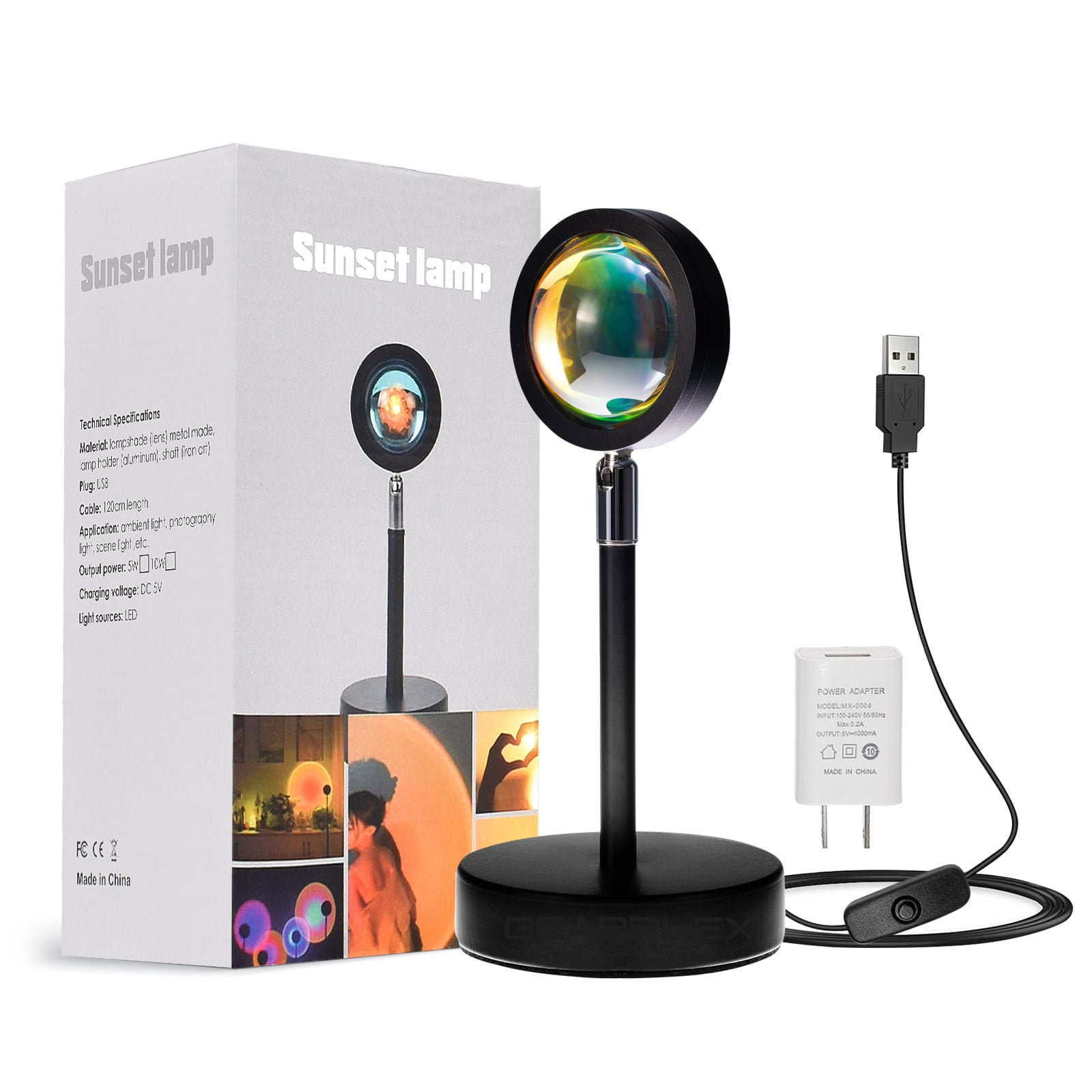 GEARPLEX Sunset Lamp Projector for Home Dcor & Photography Ambient LED Night Light Lamp with USB Charging Cord- 180-Degree Rotating Romantic UFO Sunset Lamp for Selfies Christmas Home Parties