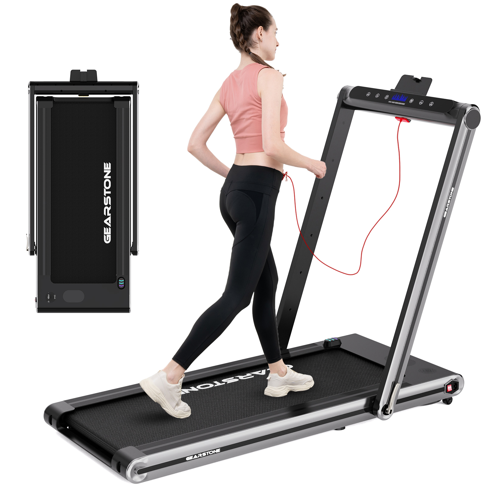 GEARSTONE 2 in 1 Folding Treadmill, Under Desk Treadmill Walking ...