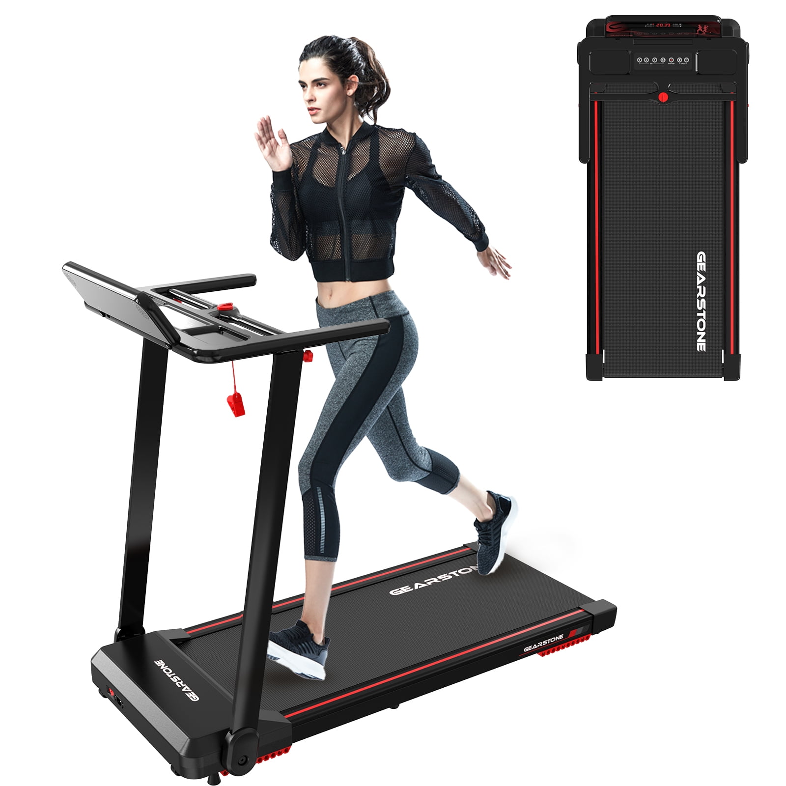GEARSTONE Foldable Treadmill with LCD Monitor Electric for Home Gym Walmart
