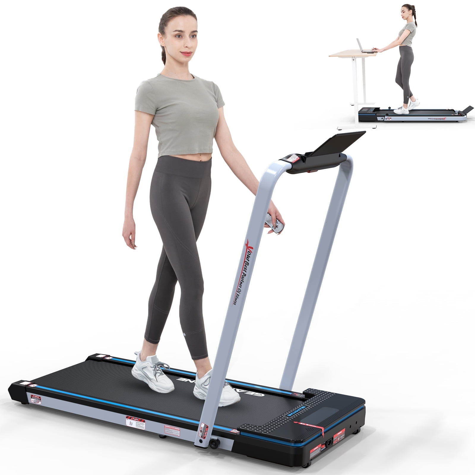 GEARSTONE 2 in 1 Folding Treadmill, Under Desk Walking Pad