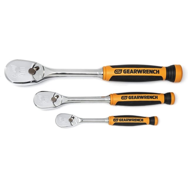 GEARWRENCH 1/4", 3/8" & 1/2" Drive 90 Tooth Cushion Grip 3 Pc. Ratchet