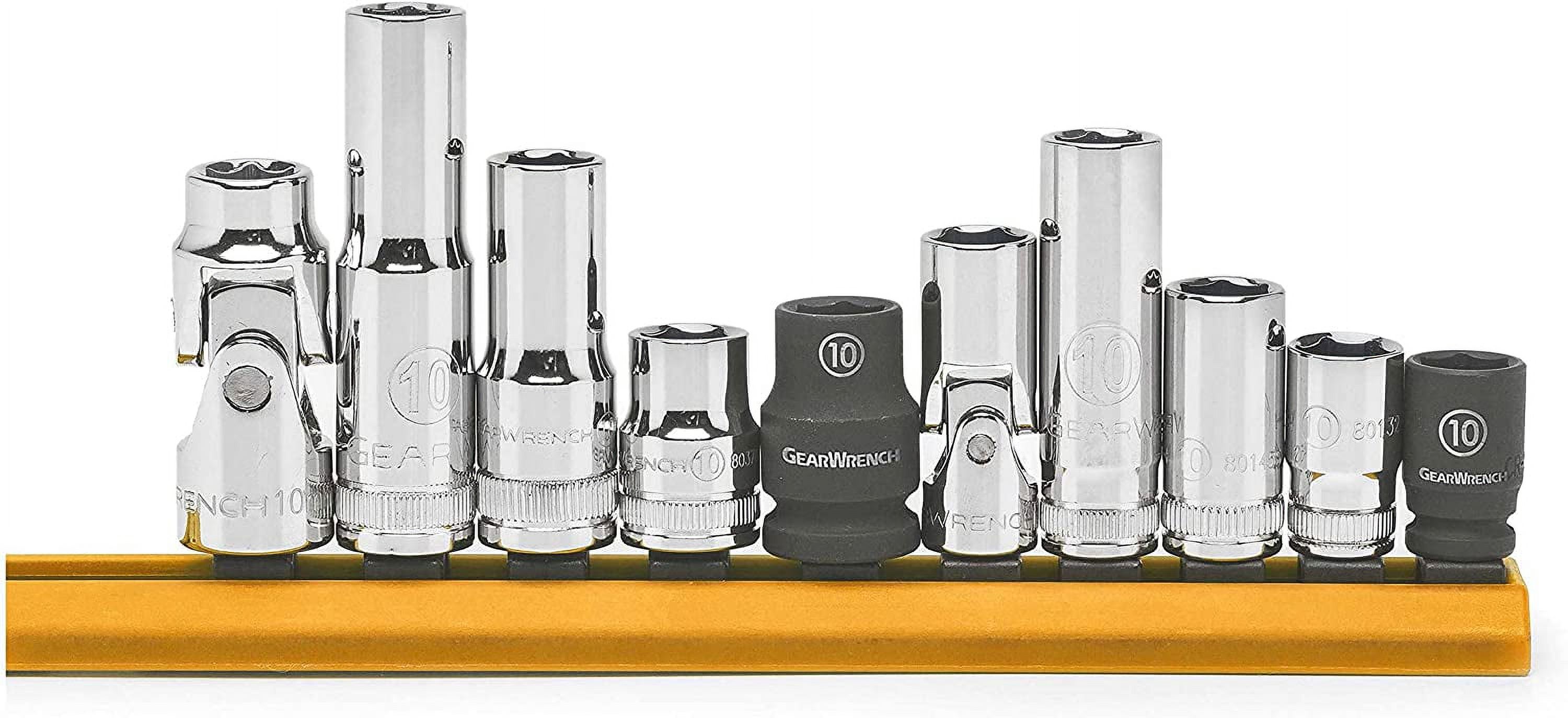 GEARWRENCH 10 Piece Single Size Socket Set 10mm 1/4" & 3/8" Drive