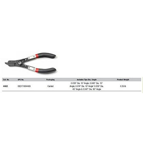 GEARWRENCH 6-1/2" Interchangeable Tip External Snap Ring Pliers - 446D , Black