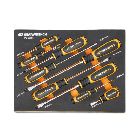 GEARWRENCH 9 Piece Dual Material Screwdriver Set with Foam Storage Tray