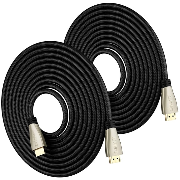 GEARit 2-Pack 8K HDMI Cable 2.1, 10 ft HDMI Braided Cord 4K@120Hz 8K@60Hz Compatible with TV, PC, Laptop, Monitor, Projector