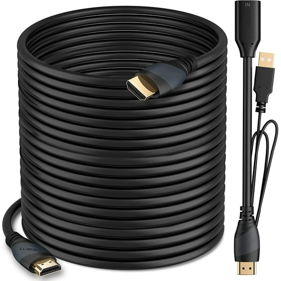 GEARit 4k HDMI Cable (100 ft) Black - In-Wall CL3 Rated with Signal Booster