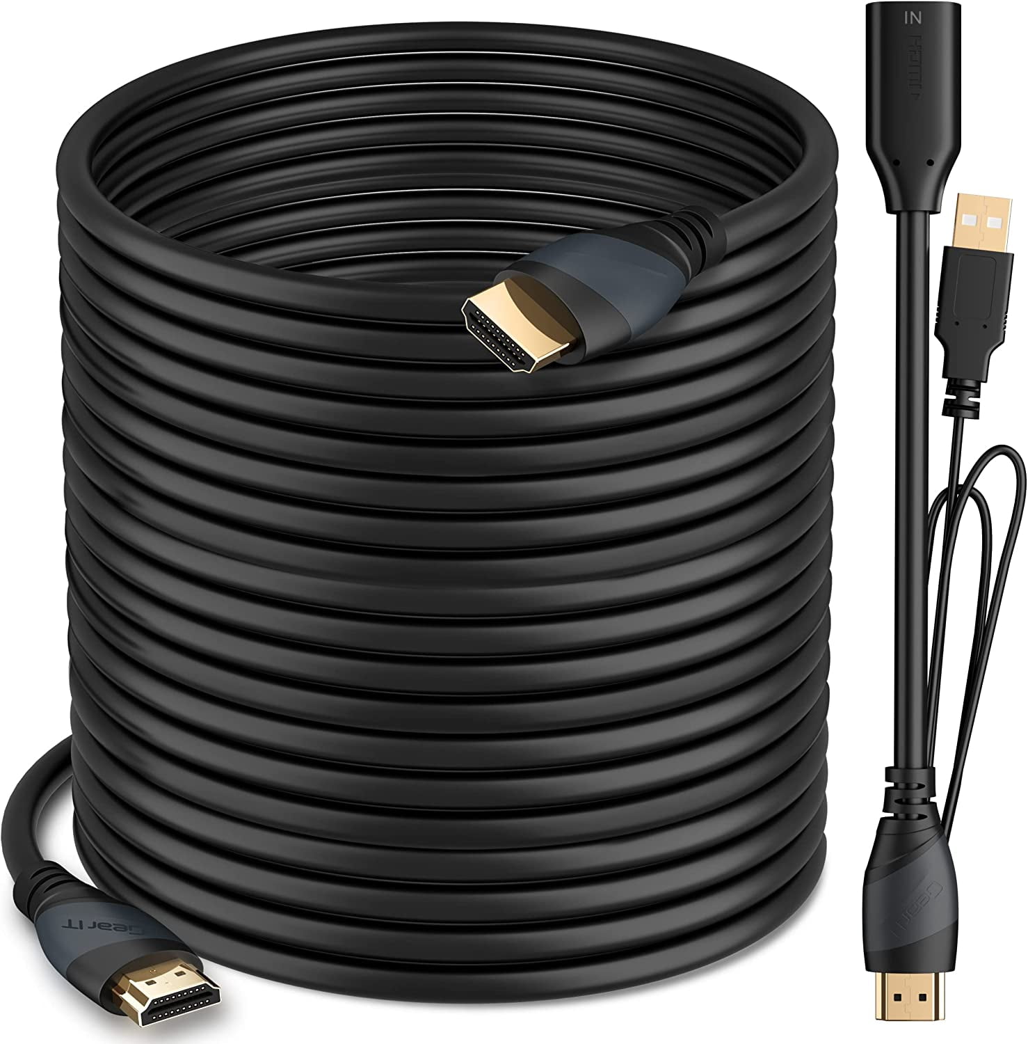 GEARit 4k HDMI Cable (100 ft) Black - In-Wall CL3 Rated with Signal Booster