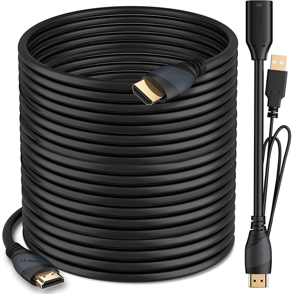 GEARit 4k HDMI Cable (100 ft) Black - In-Wall CL3 Rated with Signal Booster