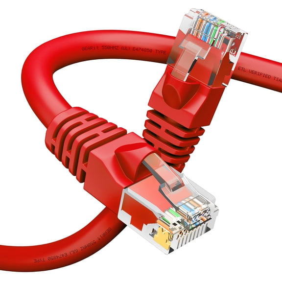GEARit Cat 6 Ethernet Cable (1-Pack 100 Feet) Cat6 Network Patch, 10Gbps, RJ45, Snagless Cord, Gold-Plated Connectors, Internet for PC, TV, Tablet, Router, Printer, Servers, IT Data Center - Red